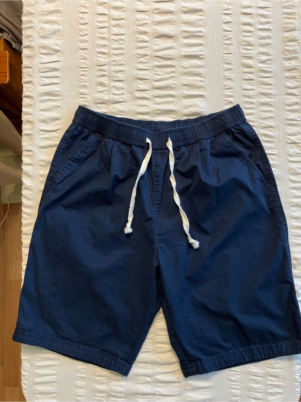 Navy Drawstring Cotton Shorts